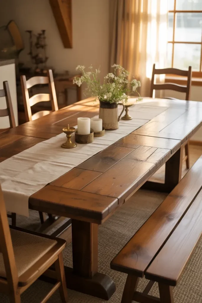 Farmhouse Dining Table as a Centerpiece