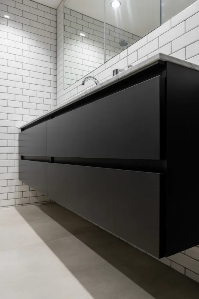 Matte Black Floating Vanity for Bold Contrast