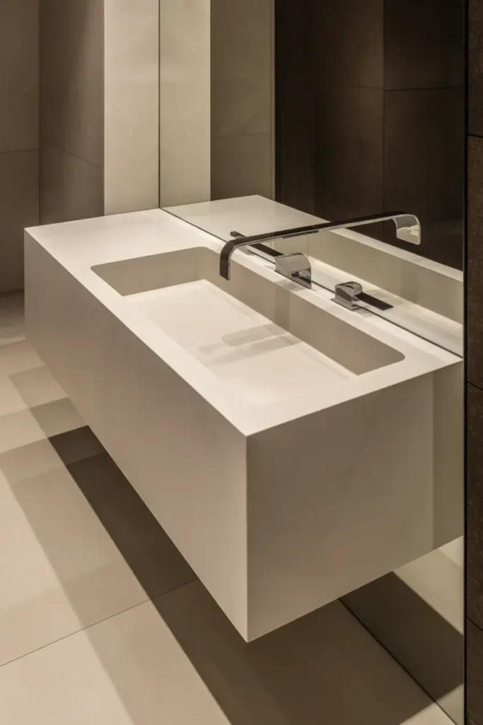 Floating Vanity with Integrated Sink