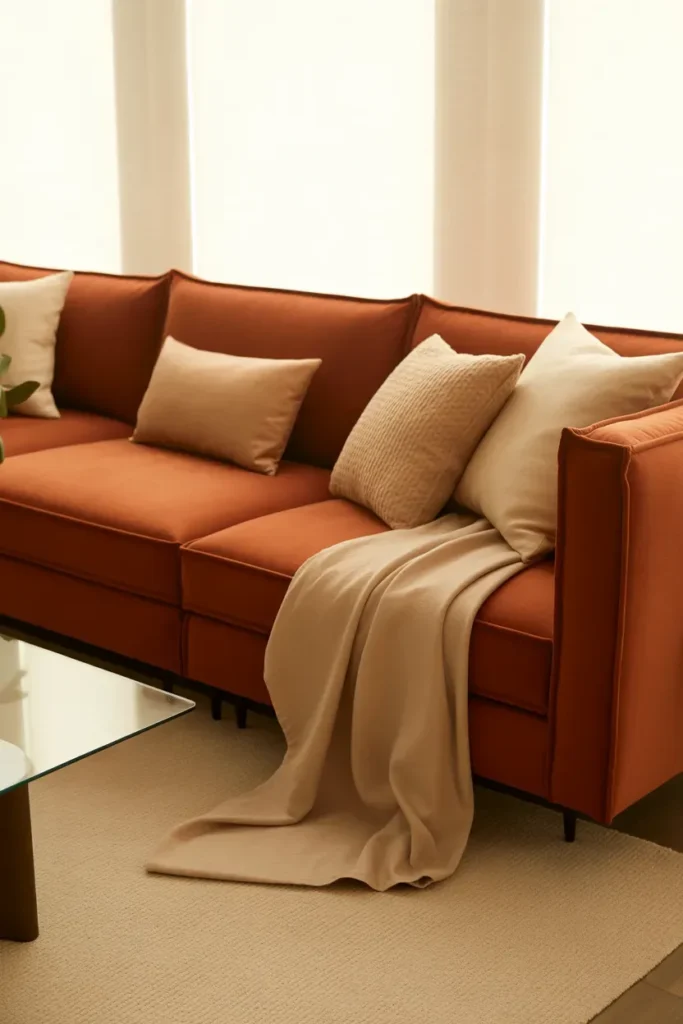Rust and Beige Sofa Styling