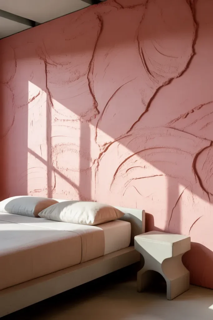 Textured Pink Walls for Depth