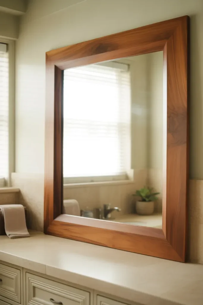 Wooden Frame Mirror for Natural Warmth