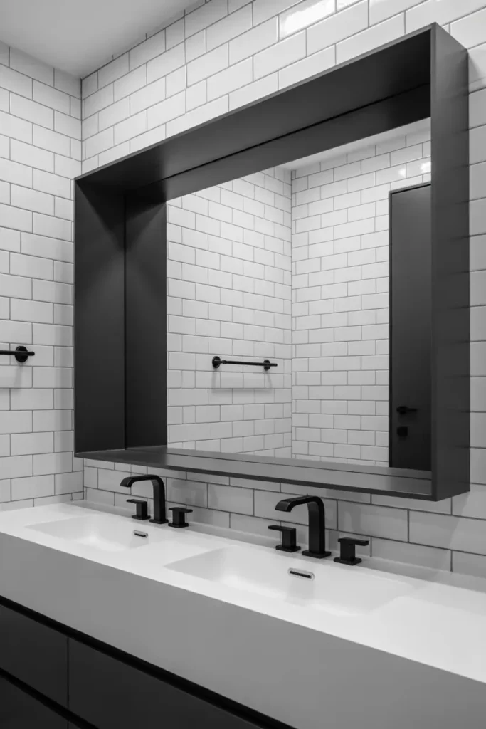 Black Frame Mirror for Bold Contrast