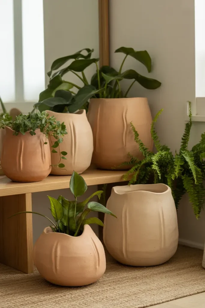 Clay Planters with Organic Shapes