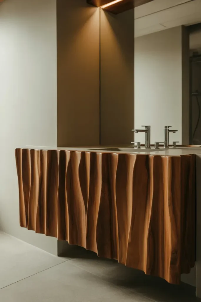 Floating Vanity with Textured Finishes