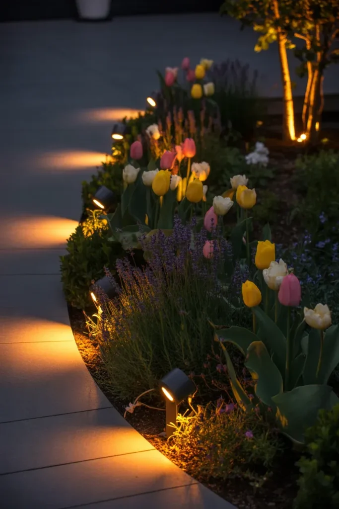 Flower Beds with Lighting Features