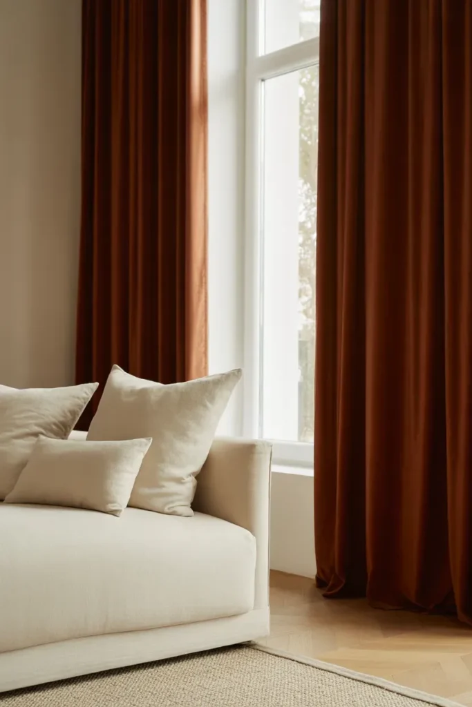 Velvet Curtains in Linen-Dominant Rooms