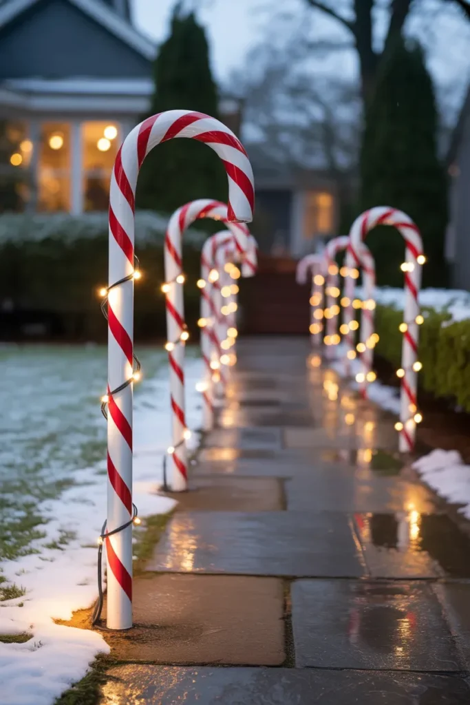 DIY Candy Cane Pathway Stakes