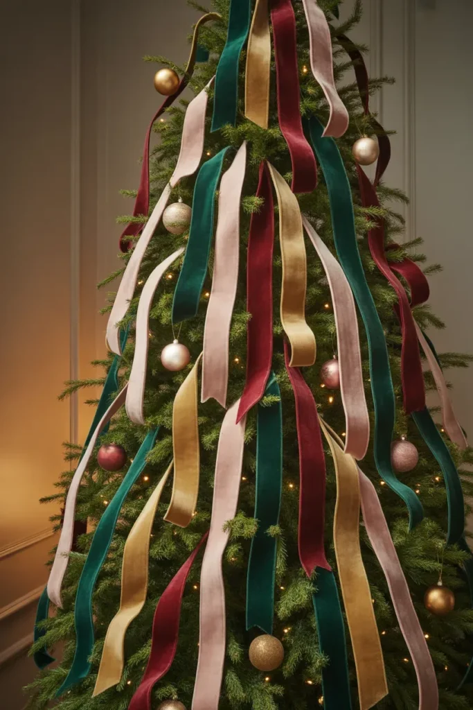 Mixed Velvet Ribbon Layered Tree