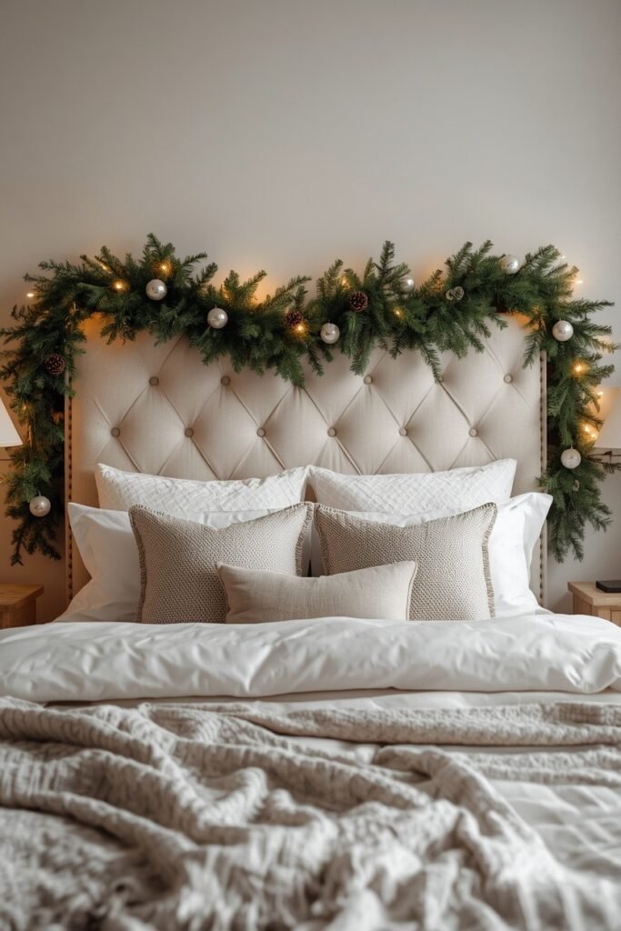 Add a Christmas Garland Above the Headboard