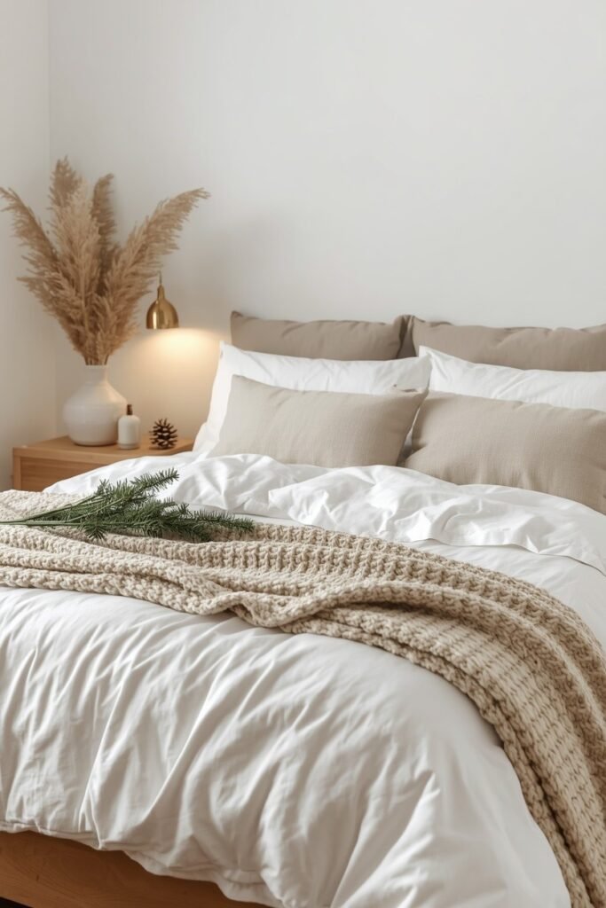 Create a Neutral Christmas Bedroom With White and Beige