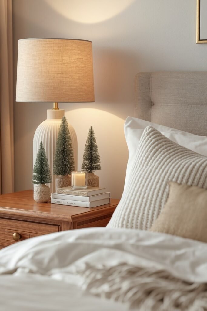 Style the Nightstands With Simple Christmas Details