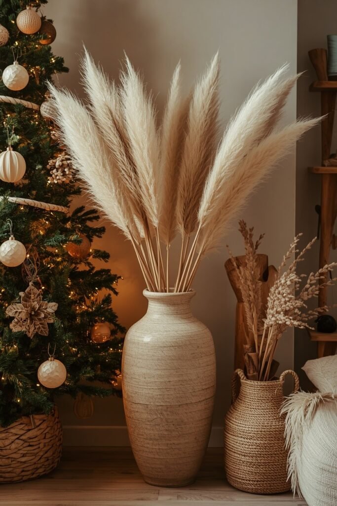 Use Pampas Grass for a Soft Christmas Look