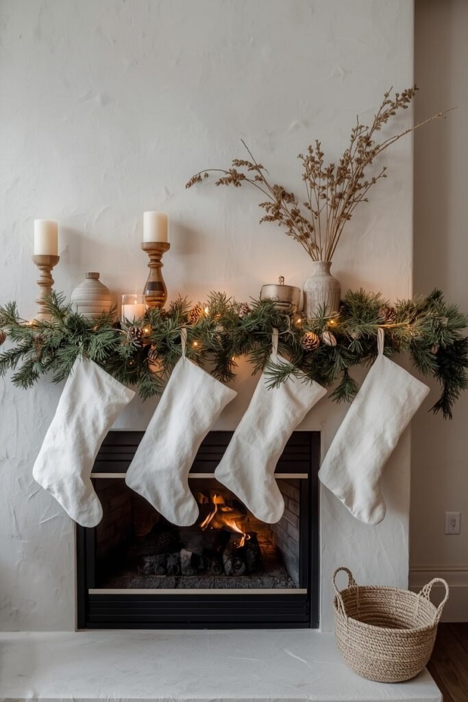 Create a Cozy Boho Christmas Fireplace Mantel