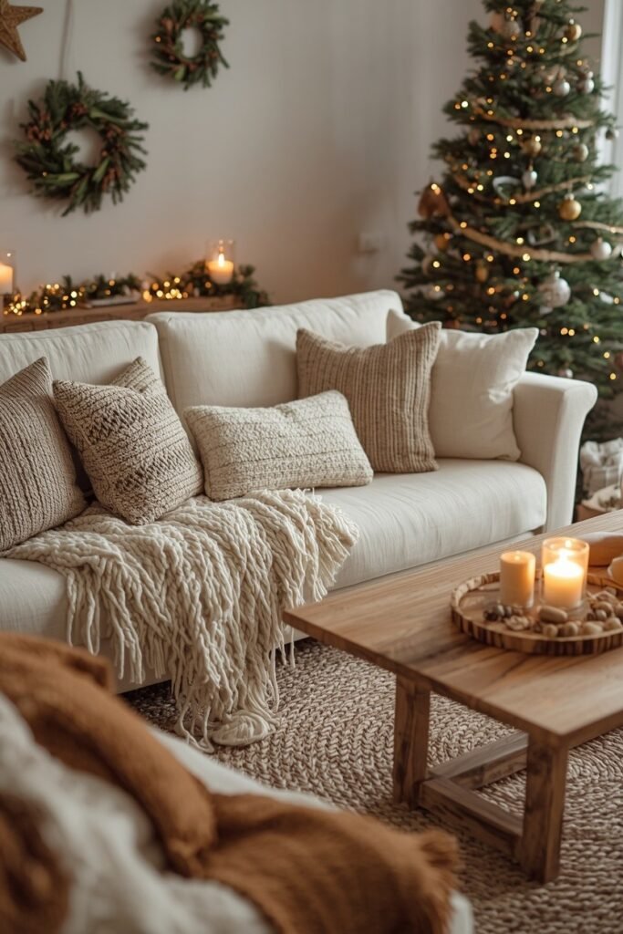 Layer Cozy Textiles for Boho Christmas Warmth