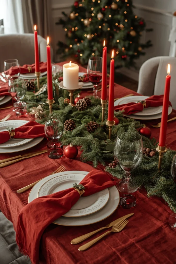 Create a Classic Red and Green Christmas Table