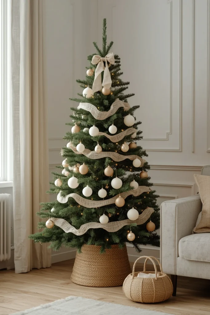 Decorate With a Simple Neutral Christmas Tree