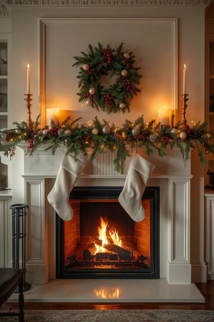 Create a Cozy Christmas Fireplace Mantel
