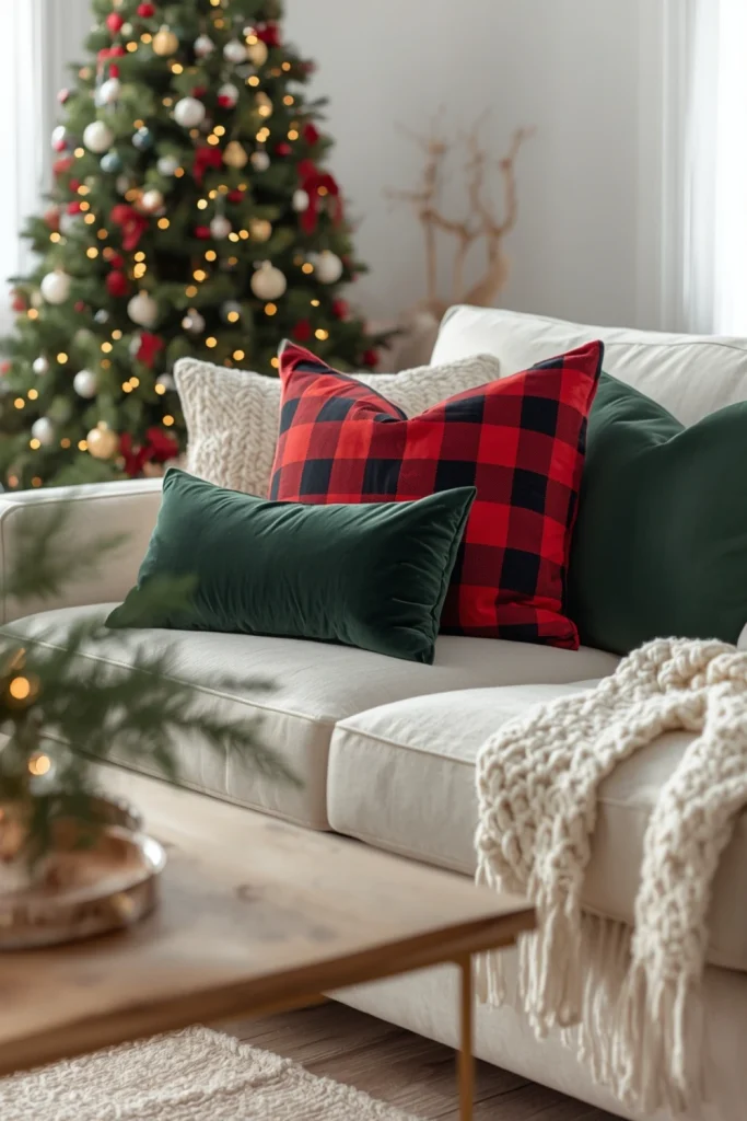 Add Soft Christmas Throw Blankets and Cushions
