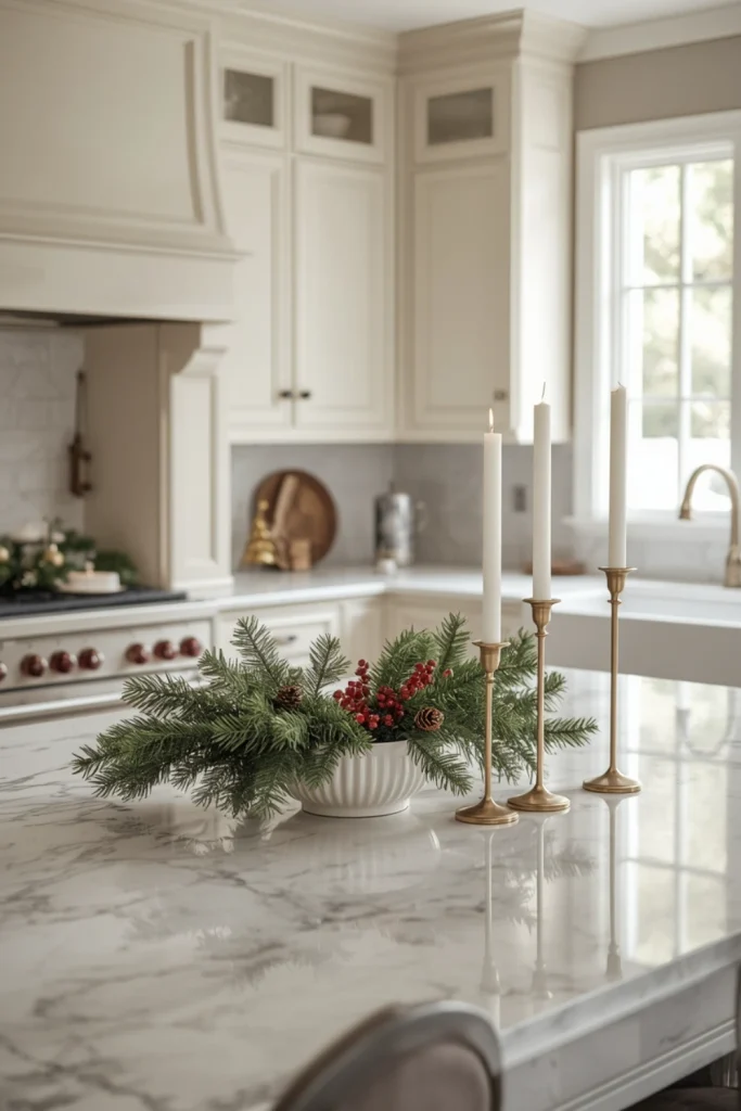 Style a Christmas Kitchen Island Centerpiece