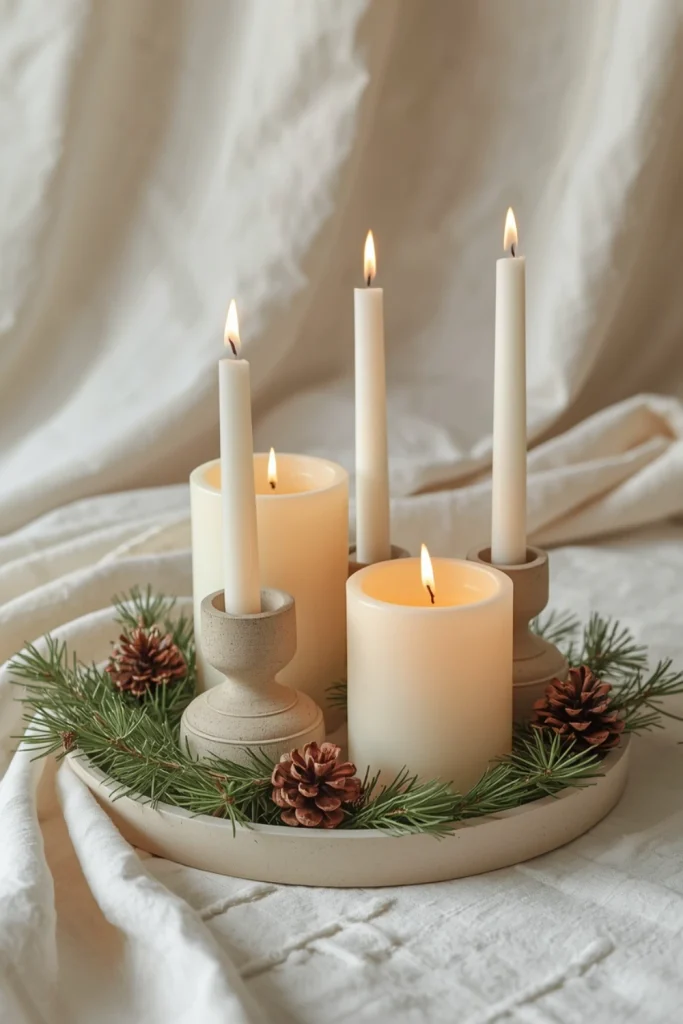 Add Warmth With Neutral Christmas Candles