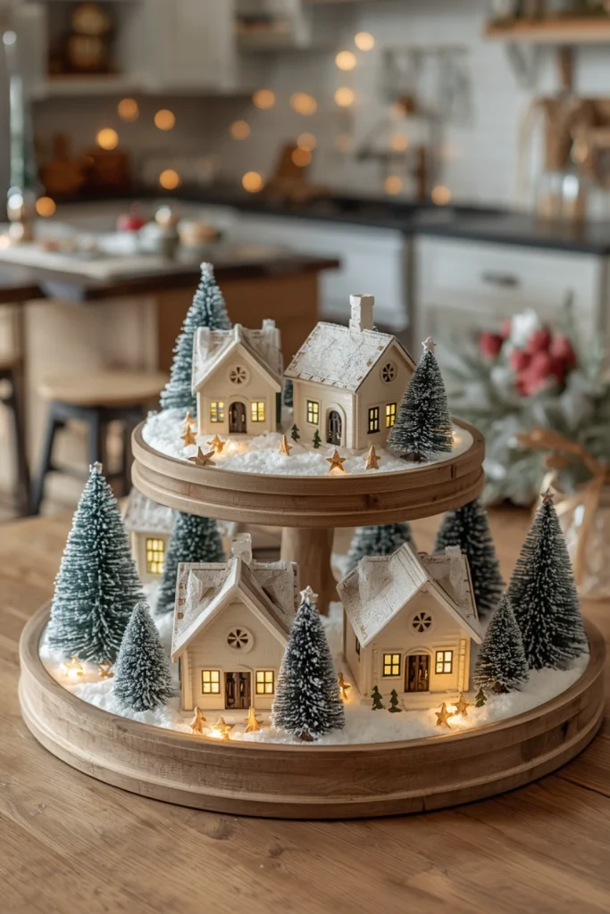 Design a Christmas Village on a Tiered Tray