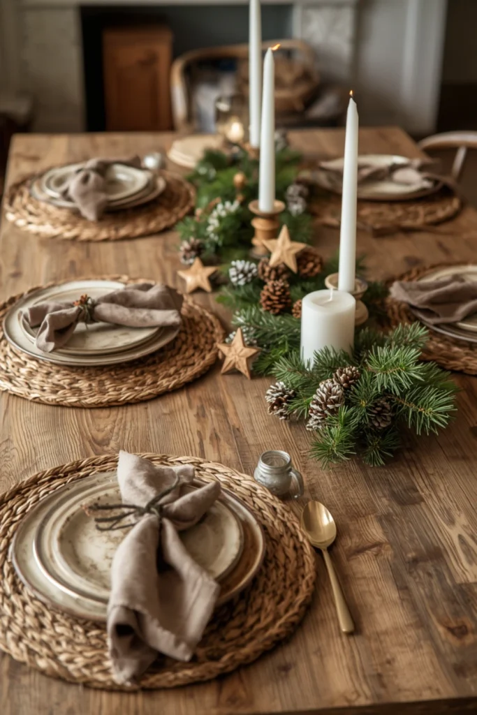 Style a Rustic Christmas Table With Natural Wood