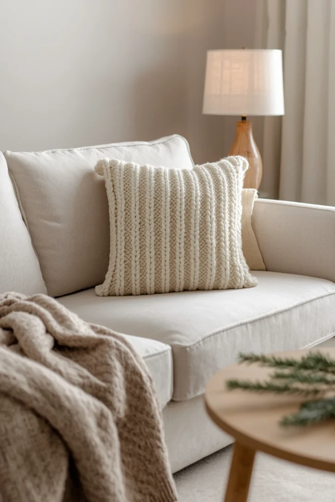 Add Cozy Texture With Neutral Christmas Cushions