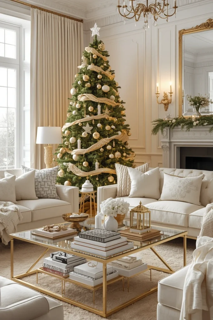 Add Elegant Gold and White Christmas Decorations