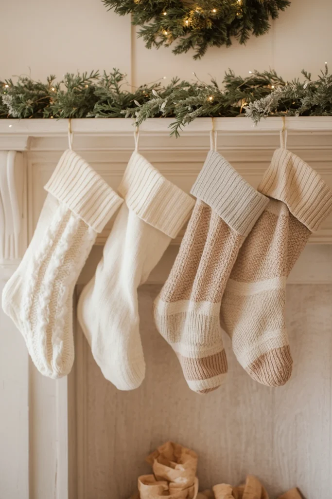Decorate With Beige and Ivory Christmas Stockings
